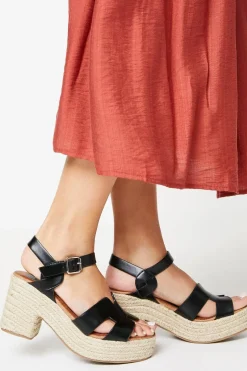 Soleil Platform Espadrille Covered Block Heeled Sandals