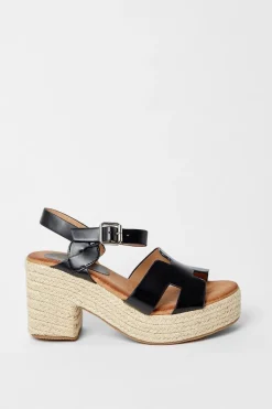 Soleil Platform Espadrille Covered Block Heeled Sandals