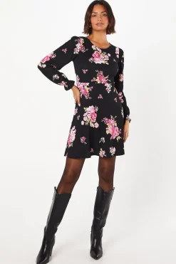Spaced Floral Long Sleeve Mini Dress
