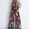 Sparkle Border Print Halter Neck Jumpsuit
