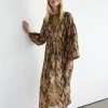Sparkle Jacquard Tie Neck Midi Dress