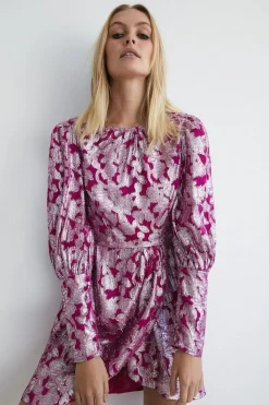 Sparkle Jacquard Wrap Mini Dress