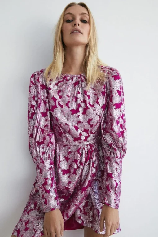 Sparkle Jacquard Wrap Mini Dress