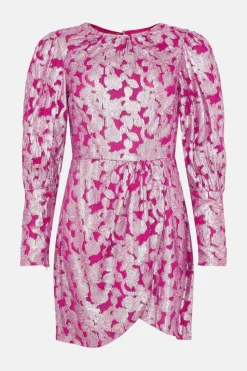 Sparkle Jacquard Wrap Mini Dress
