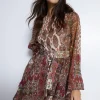 Sparkle Paisley Belted Mini Dress