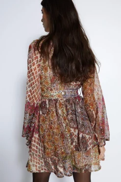 Sparkle Paisley Belted Mini Dress