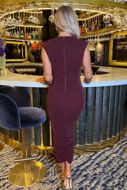 Sparkle Wrap Top Ruched Midi Dress