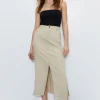 Split Front Denim Maxi Skirt