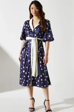 Spot Contrast Collar Dress