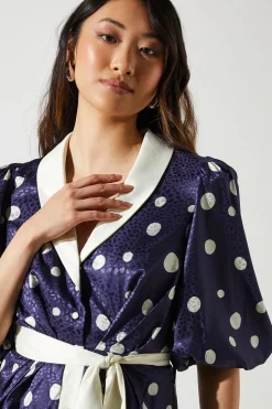 Spot Contrast Collar Dress
