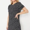 Spot Print Jersey Short Sleeve Shift Dress