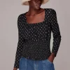 Spot Square Neck Shirred Top-