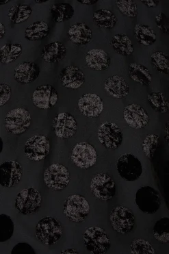 Spot Velvet High Neck Button Detail Blouse