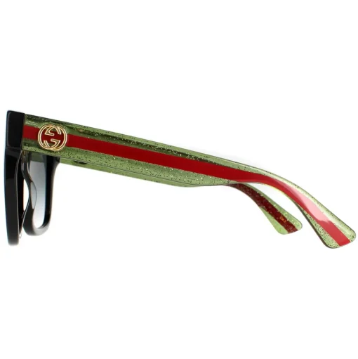 Square Black With Green and Red Glitter Grey Gradient GG0034SN Sunglasses