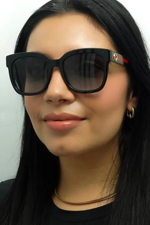 Square Black With Green and Red Glitter Grey Gradient GG0034SN Sunglasses