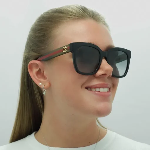 Square Black With Green and Red Glitter Grey Gradient GG0034SN Sunglasses