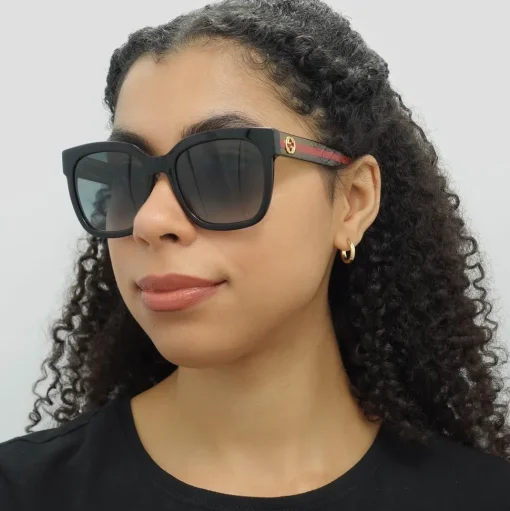 Square Black With Green and Red Glitter Grey Gradient GG0034SN Sunglasses