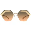 Square Matte Rose Gold Orange Gradient Light Grey Sunglasses