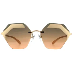 Square Matte Rose Gold Orange Gradient Light Grey Sunglasses