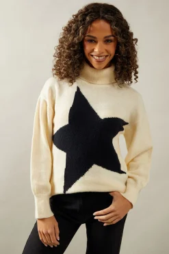 Star Front Roll Neck Jumper