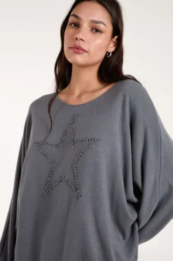 Star Metallic Braid Batwing Jumper