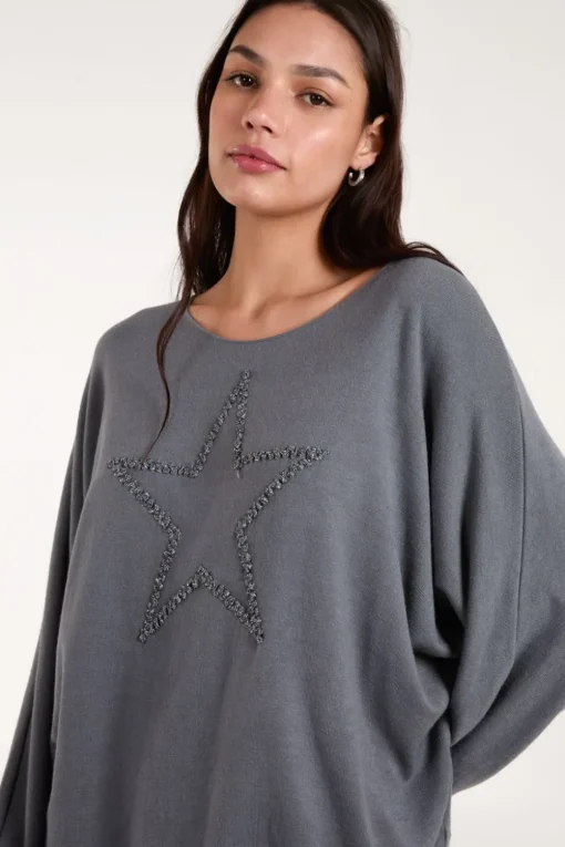 Star Metallic Braid Batwing Jumper