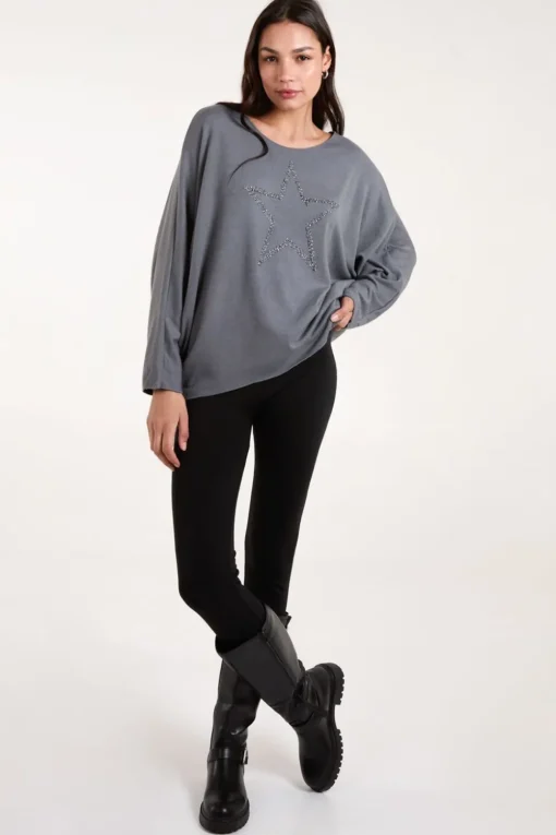 Star Metallic Braid Batwing Jumper