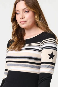 Star Print Knitted Bodycon Mini Dress