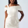 Statement Bow Bardot Bridal Mini Dress
