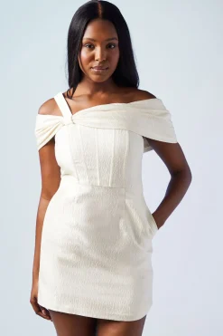 Statement Bow Bardot Bridal Mini Dress