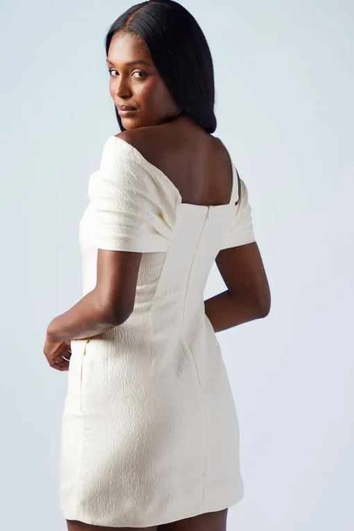 Statement Bow Bardot Bridal Mini Dress