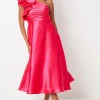 Statement Ruffle Taffeta Midi Dress