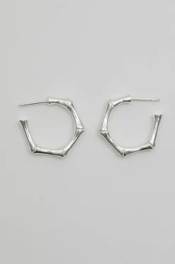 Sterling Silver 925 Bamboo Hoop Earrings