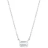 Sterling Silver 925 Cubic Zirconia Emerald Cushion Pendant Necklace