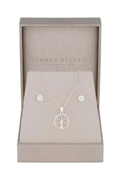 Sterling Silver 925 Cubic Zirconia Tree of Love Jewellery Set - Gift Boxed