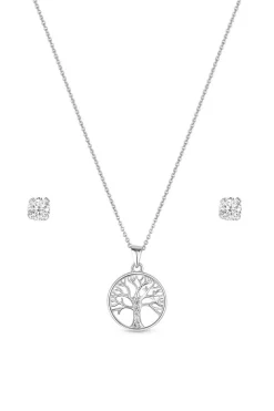 Sterling Silver 925 Cubic Zirconia Tree of Love Jewellery Set - Gift Boxed