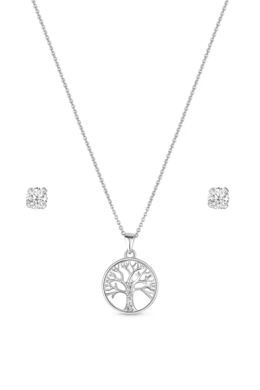 Sterling Silver 925 Cubic Zirconia Tree of Love Jewellery Set - Gift Boxed
