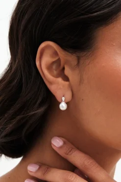 Sterling Silver 925 Cubic Zirconia and Pearl Classic Stud Earrings