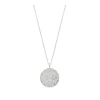 Sterling Silver 925 Embossed Round Pendant Necklace