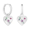 Sterling Silver 925 Heart Charm Huggie Hoop Earrings