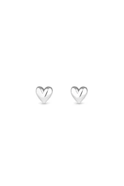 Sterling Silver 925 Polished Heart Stud Earrings
