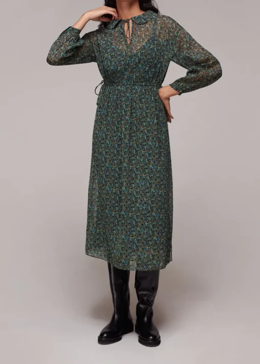 Stitch Floral Print Midi Dress-