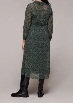 Stitch Floral Print Midi Dress-
