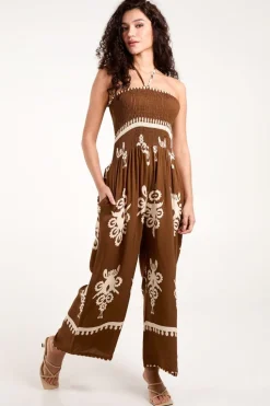Strapless Elasticated Jumpsuit With Pocket