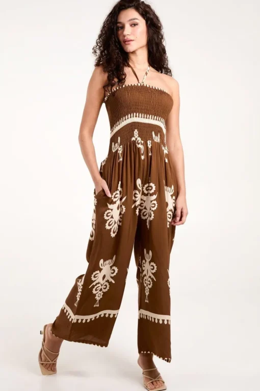 Strapless Elasticated Jumpsuit With Pocket