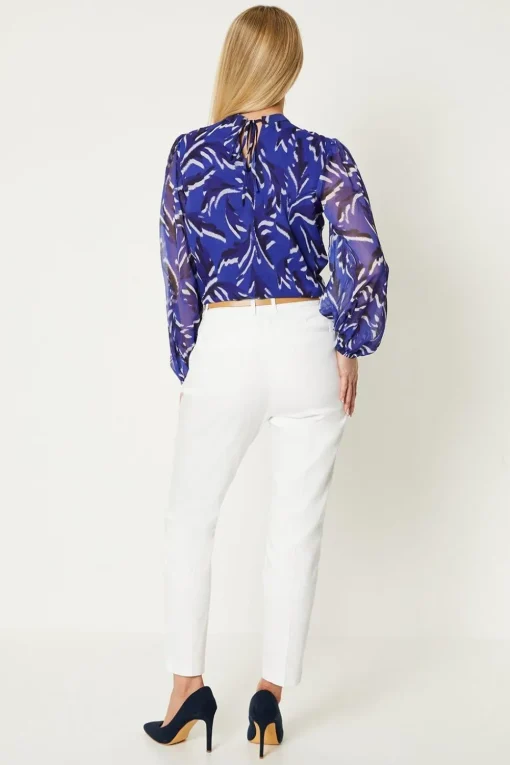 Stretch Cigarette Belted Trousers