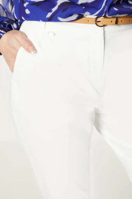 Stretch Cigarette Belted Trousers