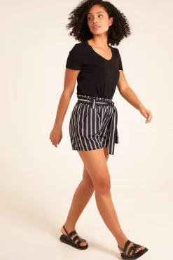 Stripe Belted Shorts