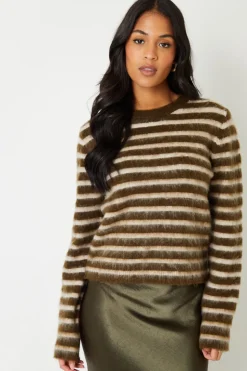 Stripe Brushed Knitted Jumper