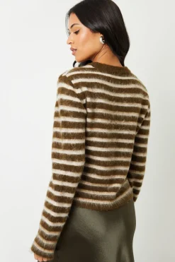 Stripe Brushed Knitted Jumper
